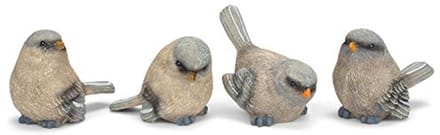 Zachte blauwe getextureerde vogelbeeldjes set van 4