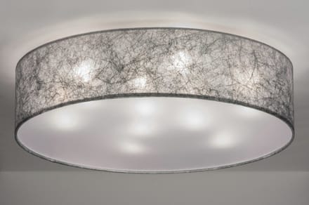 Lumidora Plafondlamp 72085 - Plafonniere - ARLES - 9 Lichts - E27 - Grijs - Zilvergrijs - Stof - ⌀ 70 cm