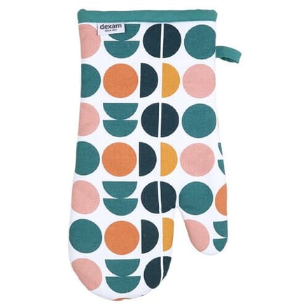 Dexam enkele ovenwant Retro Spot 100% katoen teal/perzik