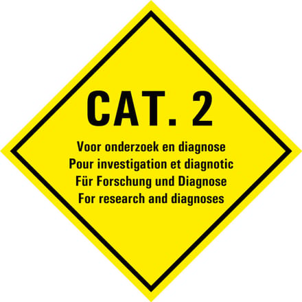 Categorie 2 voor onderzoek en diagnoses sticker 150 x 150 mm