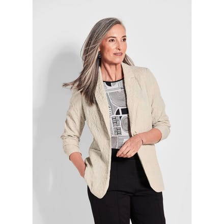 Blazer in structuurlook - steengrijs - Gr. 25 van Goldner Fashion