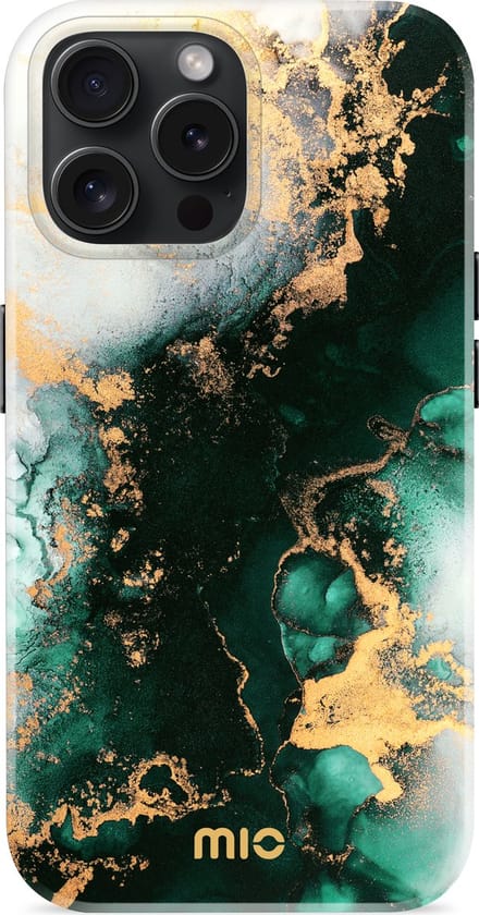 MIO MagSafe Apple iPhone 15 Pro Hoesje | Hard Shell Back Cover | Geschikt voor MagSafe | Green Marble