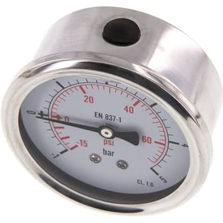 -1..5 Bar Glycerine Manometer Achteraansluiting RVS/Messing 63 mm Klasse 1.6 - ML-1563SHG