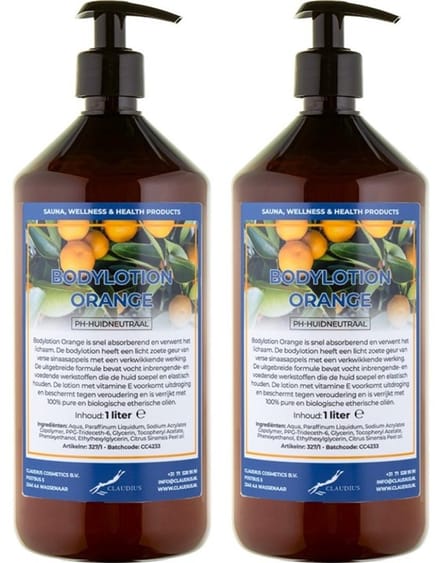 Bodylotion Orange 1 Liter - met gratis pomp - set van 2 stuks