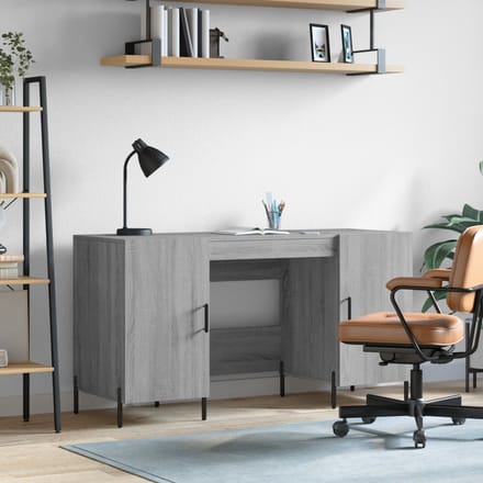 vidaXL - Bureau - 140x50x75 - cm - bewerkt - hout - grijs - sonoma - eikenkleurig
