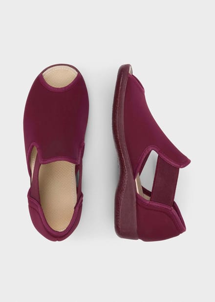 Pantoffels met elastiek en zool met grip - bordeaux - Gr. 36 van Goldner Fashion