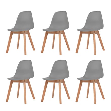 vidaXL - Eetkamerstoelen - 6 - st - kunststof - grijs