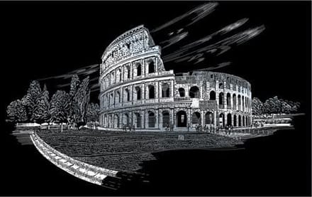 Silver Foil Engraving Art A3 - Colosseum