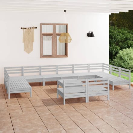 vidaXL - 13-delige - Loungeset - massief - grenenhout - wit