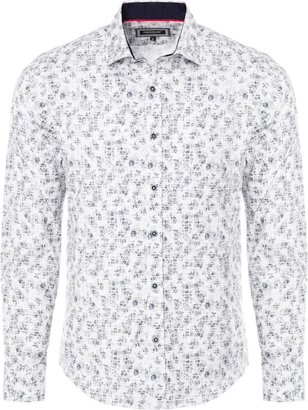 Carisma Wit Overhemd Lange Mouw Met Blauwe Print 8562 - XXL