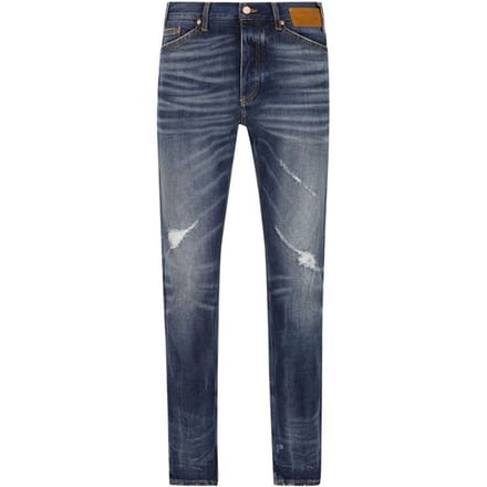 Palm Angels Blauwe Katoenen Rechtaf Jeans