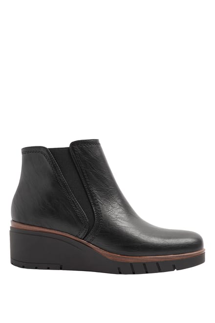 Yours Zwarte Sleehaklaarzen Met Elastische Inzet In Brede E En Extra Brede Eeepasvormsize 39E
