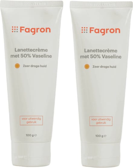 Fagron Lanettecréme met 50% Vaseline - 2x100 gram voordeelverpakking