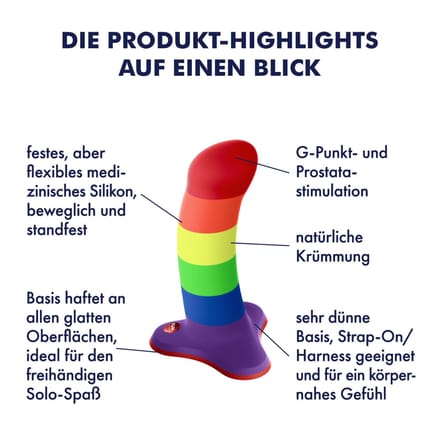 Fun Factory - Amor - Dildo met zuignap - Regenboog kleuren - Pride edition