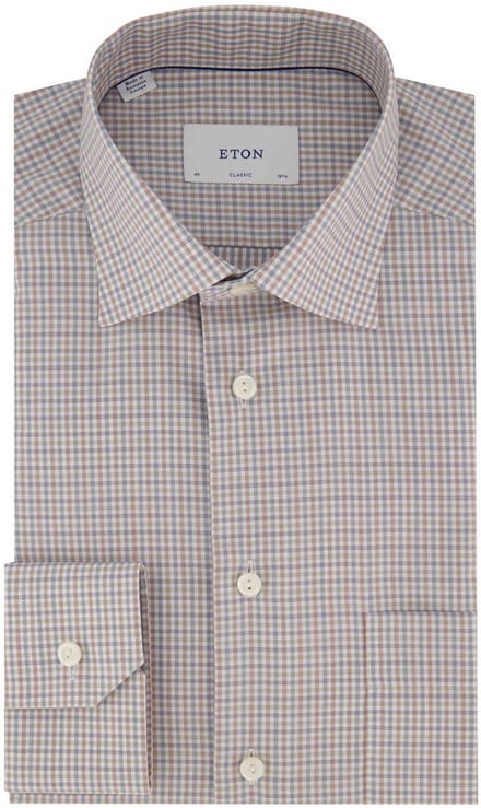Eton classic fit overhemd beige patroon