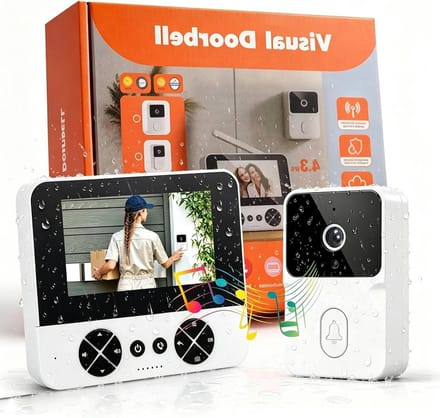 Deurbel met camera - Video intercom - Beveiliging thuis - 170° groothoeklens - 43 inch display - Wit