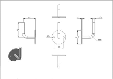 Leuningdrager - Steunbeugel - Trapleuning Monteren - Voor Lassen - 70 x 4 mm - Metaal