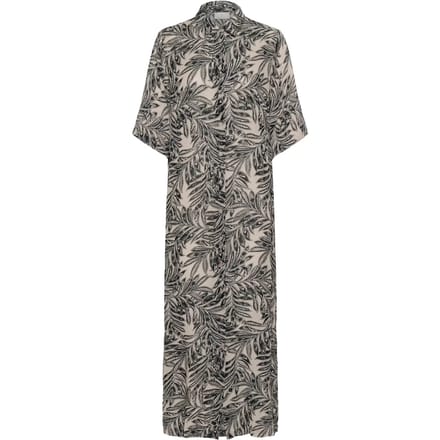 Jurk Loose fit Feather Gray Leaf Print beige