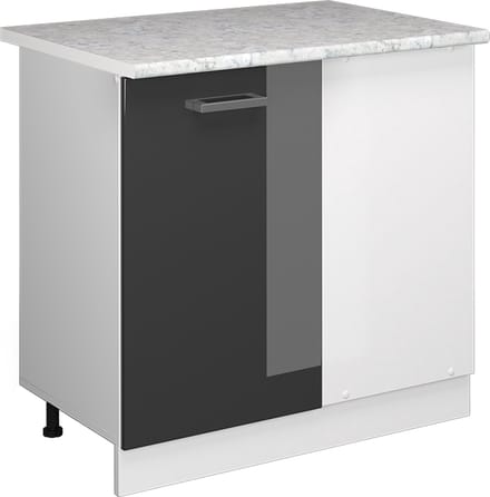 Vicco R-Line Hoekkast – 86 cm, WB Marmer Antraciet Hoogglans