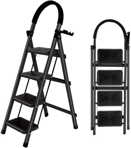 Opvouwbare Trapladder met 4 Treden en Werkplatform - Hoge Belasting en Veilig