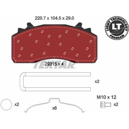 Remblokkenset, schijfrem Lightweight Technology TEXTAR 2931501