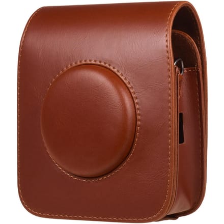Étui portable en cuir PU pour appareil photo avec bandoulière compatible avec Fujifilm Fuji Instax SQ20 marron