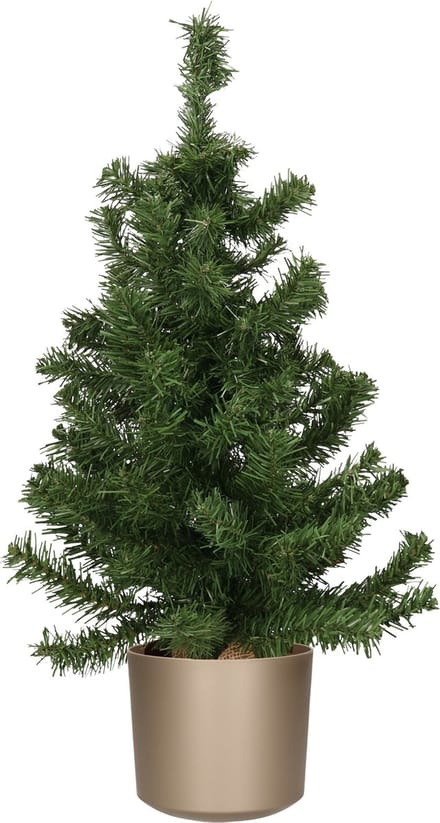 Mini kerstboom groen - in kunststof pot grijs - 75 cm - kunstboom