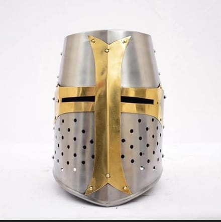 Middeleeuwse Helm - Krijgershelm Ridder - Kostuum Accessoire - Draagbaar Staal - Volwassen Maat - Metaal