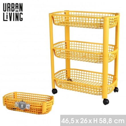 "LIBERTY" OPBERGTROLLEY MET 3 ETAGES MOSTERDGEEL 46,5 x 26 x H58,8 CM