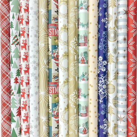 7 rollen Kerst Cadeaupapier assortiment 200 x 70 cm