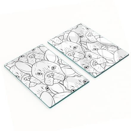 Multifunctionele decoratieve glazen borden met bulldogprint 2x40x52 cm