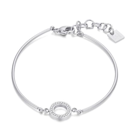 Twice As Nice Armband in zilver, cirkel witte zirkonia 19cm