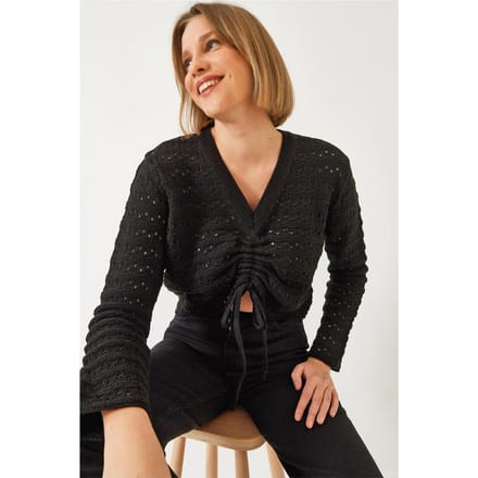Gelaagde Kanten V-hals Cropped Top met Rimpel Detail