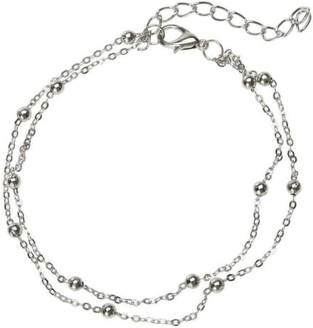 Fako Bijoux® - Enkelbandje - Enkelsieraad - Balletjes Duo - Zilverkleurig