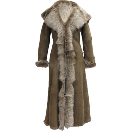 Dames suède Toscana schapenvacht trenchcoat met capuchon-Rushden