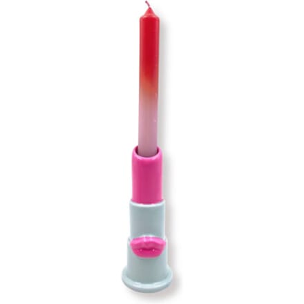 House Vitamin Candle holder lipstick ceramics mint/pink 5x5x15cm