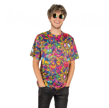Hippie T-shirt Heren Colorful Dreams - Maat S