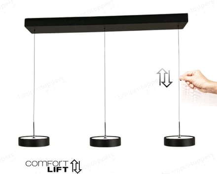 Freelight - Hanglamp Alieno 3 lichts L 90 cm comfortlift zwart
