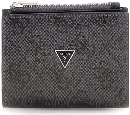 GUESS portemonnee Milano Bifold Top Zip Wallet Black donkergrijs