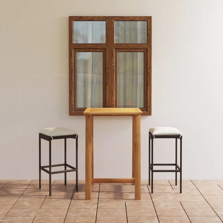 vidaXL - 3-delige - Tuinbarset - met - kussens - bruin