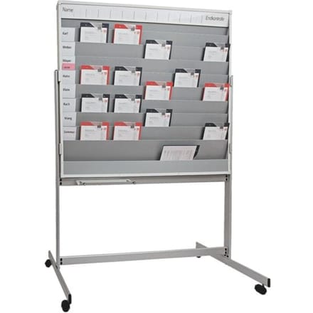 Verrijdbaar Werkorder planbord met 5 rijen 9 sleuven en whiteboard (9019-00125)