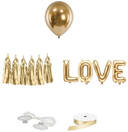 SUD TRADING - Gouden autodecoratie set 12-delig voor bruiloft