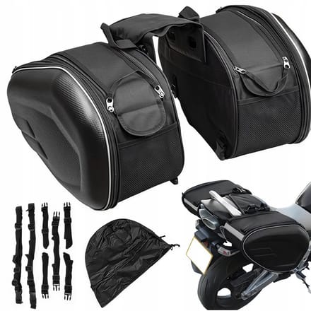 EtuiTab 38–58L Serie - Waterdichte Motorfiets Tas - Zwart - Carbon Design