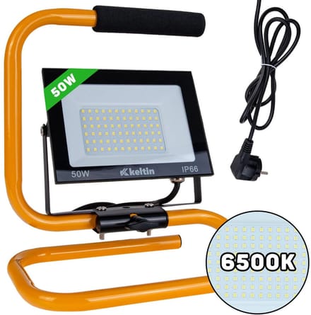 Keltin LED bouwlamp - 50W - koud wit 6500K - verstelbare standaard - IP66 bescherming