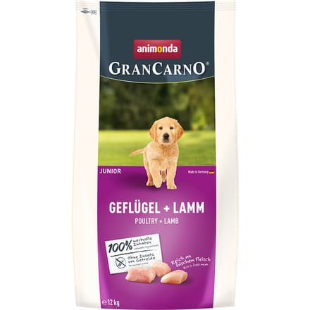 12kg animonda GranCarno Junior gevogelte + lam droogvoer voor honden