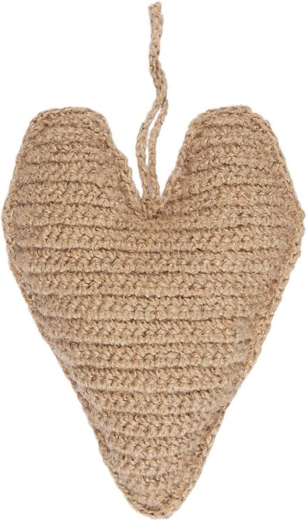 Ib laursen - Crochet Jute Hart - Hanger - Handgemaakt - 19 cm - L