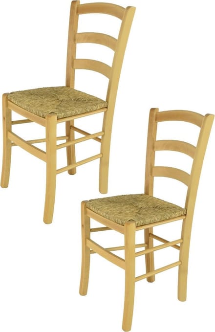 Tommychairs Venice - Eetkamerstoelen - Set van 2 - Naturel - Rotan & Hout