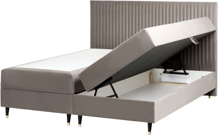 DAME - Boxspringbed - Taupe - 180 x 200 cm - Fluweel