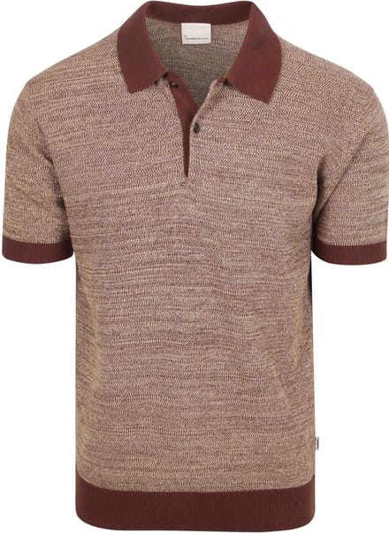 KnowledgeCotton Apparel Polo Knitted Chocolate - Maat L - Heren - Casual T-shirts