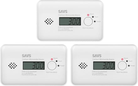 SAVS C10 Koolmonoxidemelder 3-pack - 10 jaar batterij - LCD display - 10 jaar Figaro® sensor - Voldoet aan Europese norm